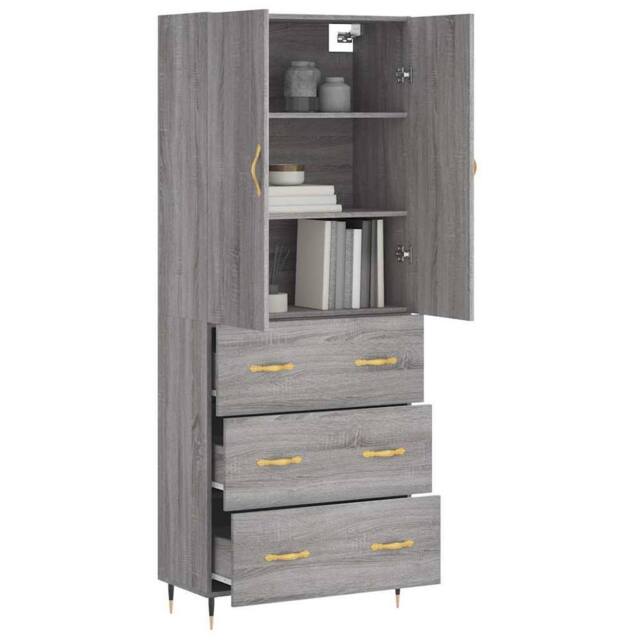 Berkfield Home Highboard Grey Sonoma 69.5x34x180 cm Engineered Wood - image 1