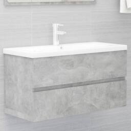 Berkfield Home Sink Cabinet with Built-in Basin Concrete Grey Engineered Wood - thumbnail 2