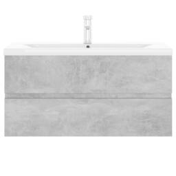 Berkfield Home Sink Cabinet with Built-in Basin Concrete Grey Engineered Wood - thumbnail 4