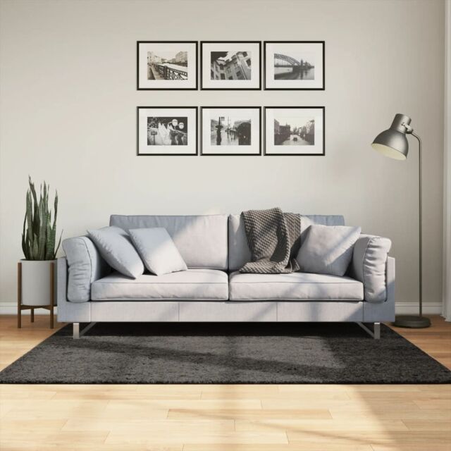 Berkfield Home Rug ISTAN High Pile Shiny Look Anthracite 120x170 cm in Black - Size: Medium - image 1