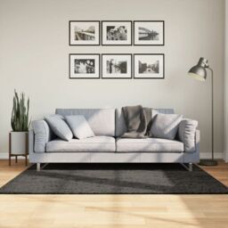 Berkfield Home Rug ISTAN High Pile Shiny Look Anthracite 120x170 cm in Black - Size: Medium - thumbnail 1