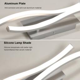 Goeco LED Indoor Wall Light 14W Creative Long Wall Lamp Indoor for Bedroom in Silver - thumbnail 4