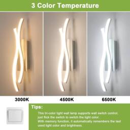 Goeco LED Indoor Wall Light 14W Creative Long Wall Lamp Indoor for Bedroom in Silver - thumbnail 2