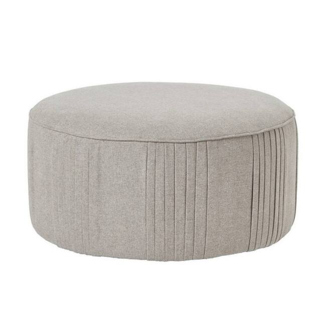 Lemon Pavilion Furniture and Decor Lily Swivel Ottoman in Oatmeal Twill - Wood - L82 x W82 x H43 cm in Grey