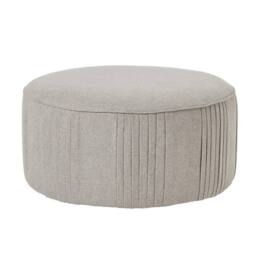 Lemon Pavilion Furniture and Decor Lily Swivel Ottoman in Oatmeal Twill - Wood - L82 x W82 x H43 cm in Grey - thumbnail 1