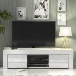 Creative Furniture Loom TV Unit 130cm - White with Gloss Doors