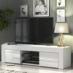 Creative Furniture Loom TV Unit 130cm - White with Gloss Doors - thumbnail 5