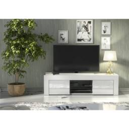 Creative Furniture Loom TV Unit 130cm - White with Gloss Doors - thumbnail 2