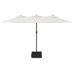 Berkfield Home Double-Head Parasol with LEDs Sand White 449x245 cm - thumbnail 4