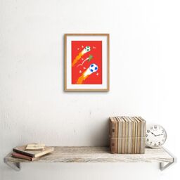 "Artery8 Wall Art Print Football Soccer Frog Art Framed 9x7 inch in Beige - Size: W7"" x H9""" - thumbnail 2