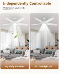 Goeco Ceiling Fan With Light, DC, Ceiling Lamp With Fan & 6 Speeds in Natural - thumbnail 5