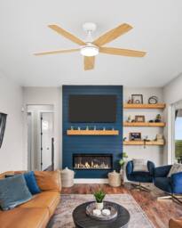 Goeco Ceiling Fan With Light, DC, Ceiling Lamp With Fan & 6 Speeds in Natural - thumbnail 8