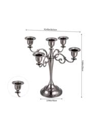 Living and Home 5-Arm Vintage Candelabra Metal Candle Holder in Black - thumbnail 5