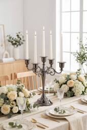 Living and Home 5-Arm Vintage Candelabra Metal Candle Holder in Black - thumbnail 1