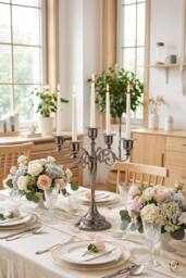 Living and Home 5-Arm Vintage Candelabra Metal Candle Holder in Black - thumbnail 3