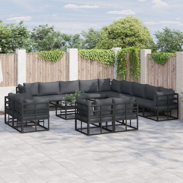Berkfield Home Garden Sofa Set 13 pcs Black 353 x 353 x 71 cm Aluminium - image 1