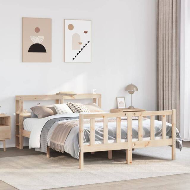 Berkfield Home Bed Frame without Mattress 140x200 cm Solid Wood Pine in Brown - image 1