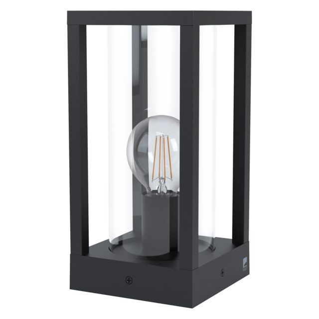 Loops IP44 Outdoor Bollard Light Black Cast Aluminium Box 1 x 40W E27 Bulb Lamp Post - image 1