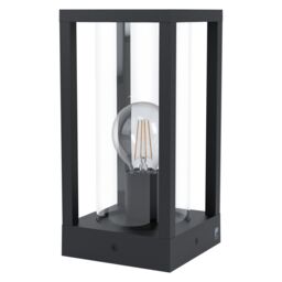 Loops IP44 Outdoor Bollard Light Black Cast Aluminium Box 1 x 40W E27 Bulb Lamp Post