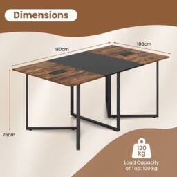 Gymax Conference Table Industrial 180 CM Large Meeting Table for 6-8 People in Brown - thumbnail 2