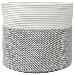 Berkfield Home Storage Basket Grey & White √ò40x35 cm Cotton - Size: 40x35 cm - thumbnail 4