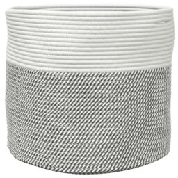 Berkfield Home Storage Basket Grey & White √ò40x35 cm Cotton - Size: 40x35 cm - thumbnail 5