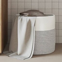 Berkfield Home Storage Basket Grey & White √ò40x35 cm Cotton - Size: 40x35 cm
