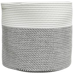 Berkfield Home Storage Basket Grey & White √ò40x35 cm Cotton - Size: 40x35 cm - thumbnail 2