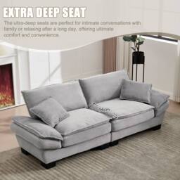 Direct Wicker Modern Oversized Loveseat Couch Upholstered Sofa in Light Grey - Size: 2 Seater - thumbnail 5
