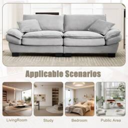 Direct Wicker Modern Oversized Loveseat Couch Upholstered Sofa in Light Grey - Size: 2 Seater - thumbnail 6