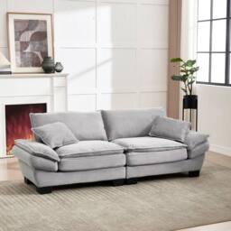 Direct Wicker Modern Oversized Loveseat Couch Upholstered Sofa in Light Grey - Size: 2 Seater - thumbnail 8