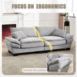 Direct Wicker Modern Oversized Loveseat Couch Upholstered Sofa in Light Grey - Size: 2 Seater - thumbnail 4