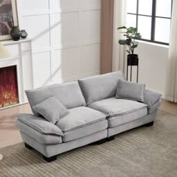 Direct Wicker Modern Oversized Loveseat Couch Upholstered Sofa in Light Grey - Size: 2 Seater - thumbnail 1