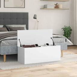 Berkfield Home Storage Box White 90x35x35 cm Engineered Wood - Size: 90 x 35 x 35 cm - thumbnail 1