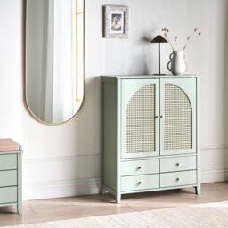 Wyld and Coco Boho Shoe Storage Cabinet Mint Green - 4 Drawers 3 Shelves - thumbnail 1