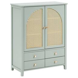 Wyld and Coco Boho Shoe Storage Cabinet Mint Green - 4 Drawers 3 Shelves - thumbnail 2