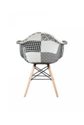 Life Interiors Set of 2 Patchwork Accent Chairs with Wooden Legs & Black Metal Wire Frame - thumbnail 4