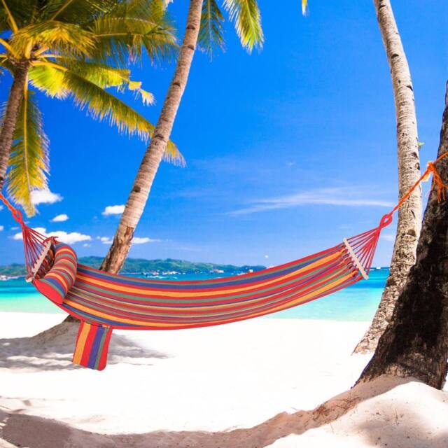 OUTSUNNY Cotton Hammock Soft Portable Swing Sleeping Chair with Headrest & Side Pocket - image 1
