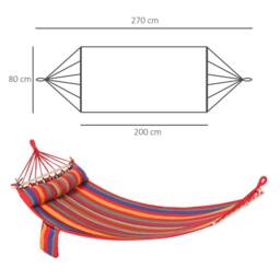 OUTSUNNY Cotton Hammock Soft Portable Swing Sleeping Chair with Headrest & Side Pocket - thumbnail 3