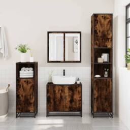 Berkfield Home Elegant Bathroom Sink Cabinet Smoked Oak 65x33x60 cm Engineered Wood in Brown - Size: 65 x 33 x 60 cm