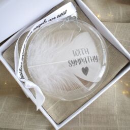Amaya Rose Ltd In Memory of With Sympathy Feather Round Bauble Gift Boxed.Christmas in Clear - thumbnail 4
