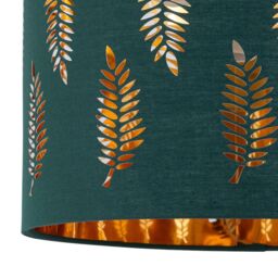 First Choice Lighting Set of 2 Aura - Satin Brass Lamps with Green Fern Cut Out Shades in Gold - thumbnail 3