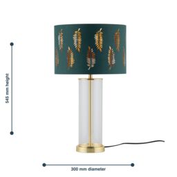 First Choice Lighting Set of 2 Aura - Satin Brass Lamps with Green Fern Cut Out Shades in Gold - thumbnail 9