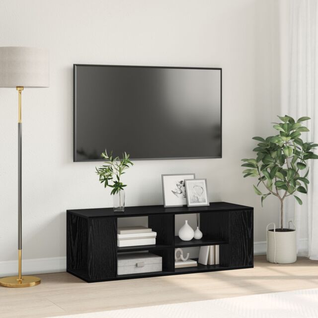 Berkfield Home TV Cabinet Black oak 102 x 35 x 35 cm Engineered wood - image 1