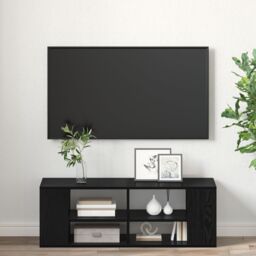 Berkfield Home TV Cabinet Black oak 102 x 35 x 35 cm Engineered wood - thumbnail 4