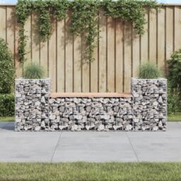 Berkfield Home Garden Bench Gabion Design 183x41x60.5 cm Solid Wood Douglas in Brown - thumbnail 1