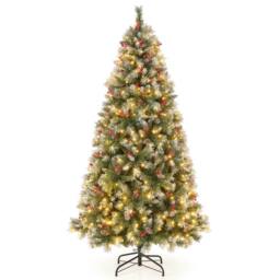 Costway 6.5FT Artificial Xmas Tree Hinged Christmas Tree w/909 PVC Branch Tips in Green - thumbnail 3