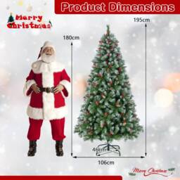 Costway 6.5FT Artificial Xmas Tree Hinged Christmas Tree w/909 PVC Branch Tips in Green - thumbnail 2