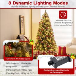 Costway 6.5FT Artificial Xmas Tree Hinged Christmas Tree w/909 PVC Branch Tips in Green - thumbnail 9