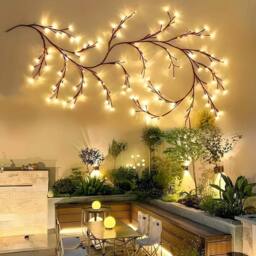 Kelvenix Warm White 6FT Solar Willow Vine Fairy String Lights Garden - Size: 0.6m2 - thumbnail 4